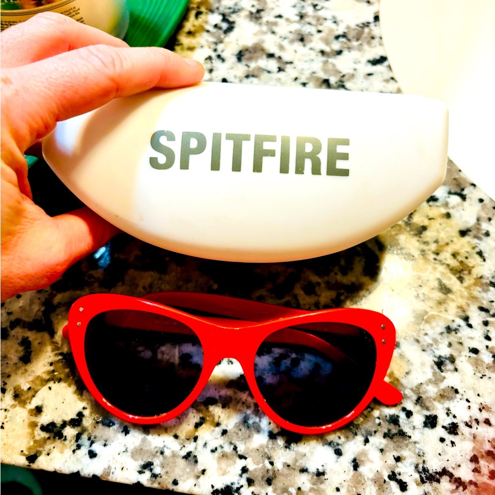 Spitfire hot red glasses; cat eye